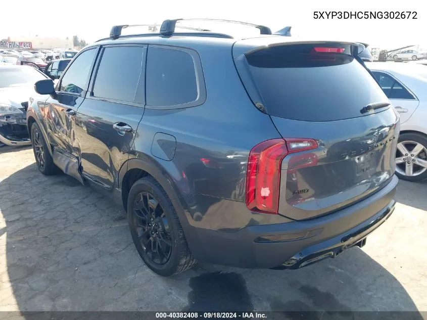 2022 Kia Telluride Ex VIN: 5XYP3DHC5NG302672 Lot: 40382408