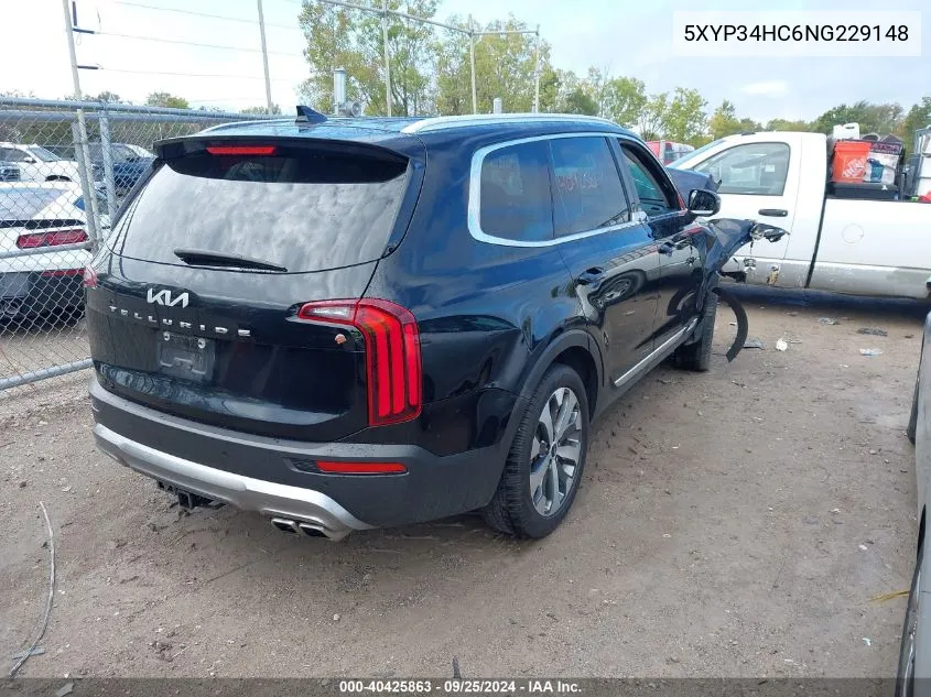 2022 Kia Telluride Ex VIN: 5XYP34HC6NG229148 Lot: 40425863