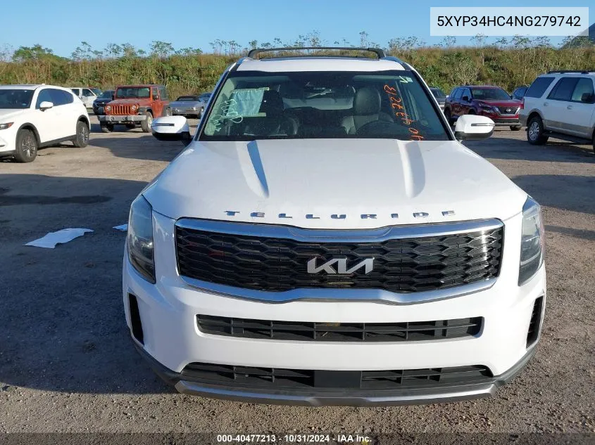 2022 Kia Telluride Ex VIN: 5XYP34HC4NG279742 Lot: 40477213