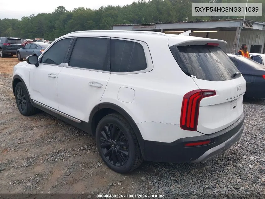 2022 Kia Telluride Sx VIN: 5XYP54HC3NG311039 Lot: 40480224