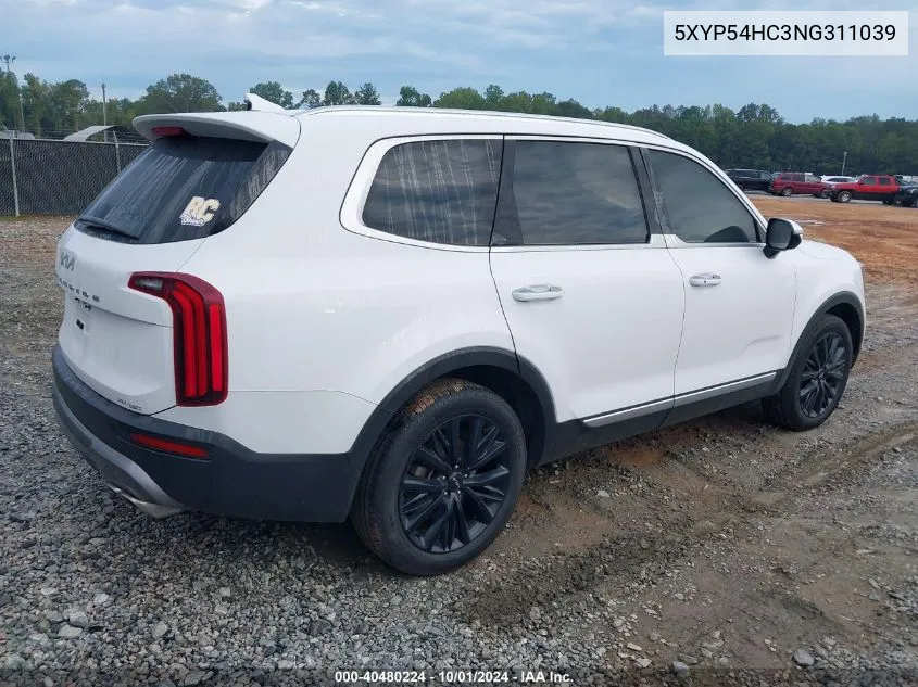 2022 Kia Telluride Sx VIN: 5XYP54HC3NG311039 Lot: 40480224