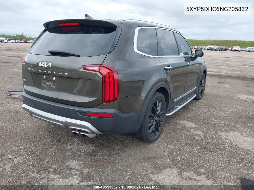 2022 Kia Telluride Sx VIN: 5XYP5DHC6NG205832 Lot: 40513557