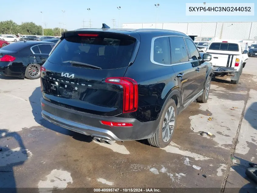 2022 Kia Telluride S VIN: 5XYP64HC3NG244052 Lot: 40595747