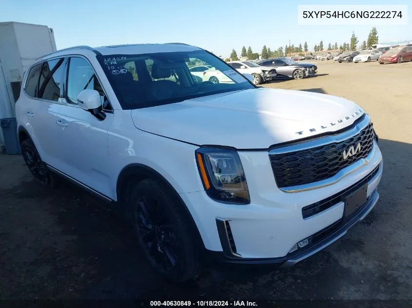 2022 Kia Telluride Sx VIN: 5XYP54HC6NG222274 Lot: 40630849