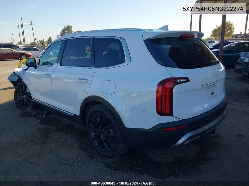 2022 Kia Telluride Sx VIN: 5XYP54HC6NG222274 Lot: 40630849