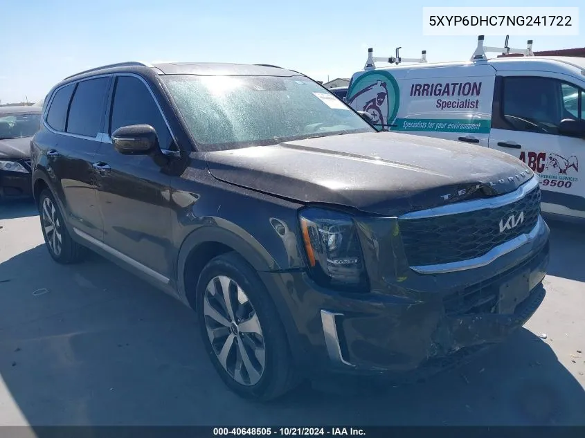 2022 Kia Telluride S VIN: 5XYP6DHC7NG241722 Lot: 40648505