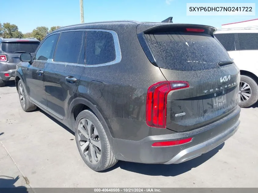 2022 Kia Telluride S VIN: 5XYP6DHC7NG241722 Lot: 40648505