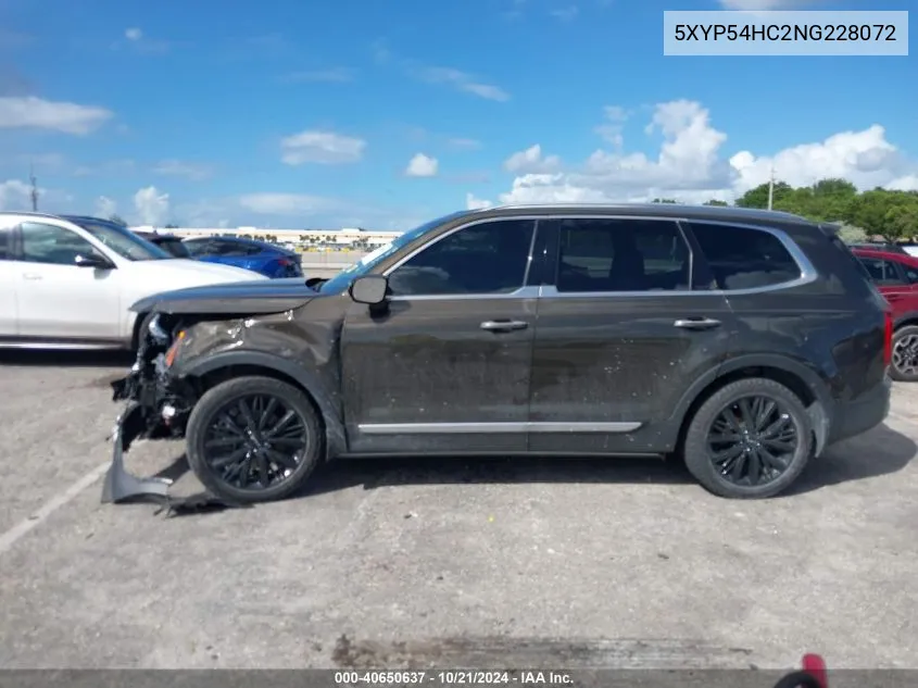 2022 Kia Telluride Sx VIN: 5XYP54HC2NG228072 Lot: 40650637