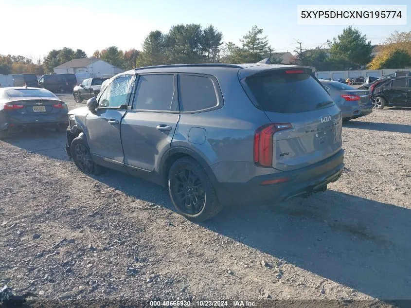 2022 Kia Telluride Sx VIN: 5XYP5DHCXNG195774 Lot: 40665930