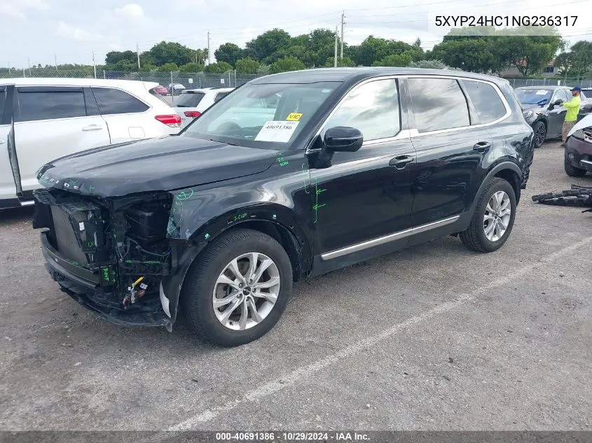 2022 Kia Telluride Lx VIN: 5XYP24HC1NG236317 Lot: 40691386