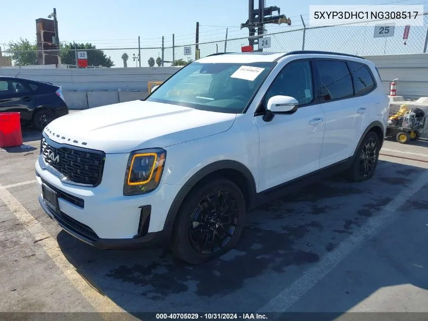 2022 Kia Telluride Ex VIN: 5XYP3DHC1NG308517 Lot: 40705029