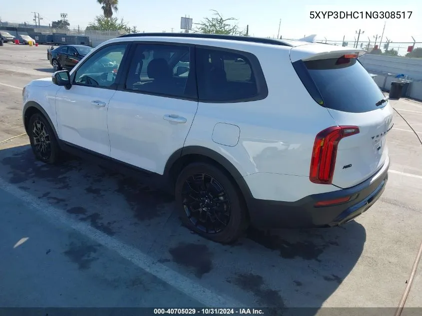 2022 Kia Telluride Ex VIN: 5XYP3DHC1NG308517 Lot: 40705029