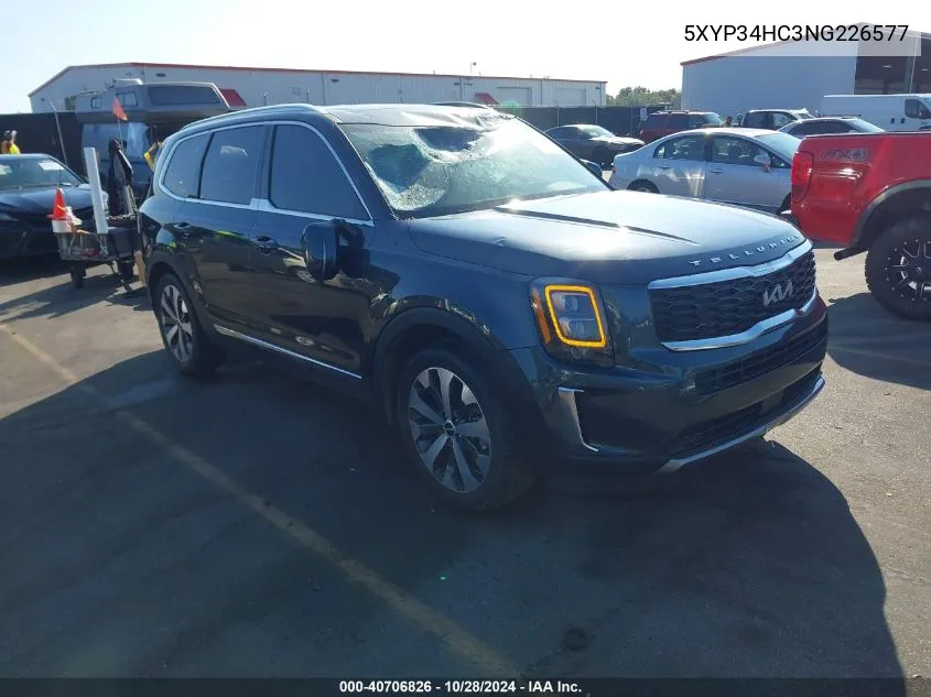 2022 Kia Telluride Ex VIN: 5XYP34HC3NG226577 Lot: 40706826