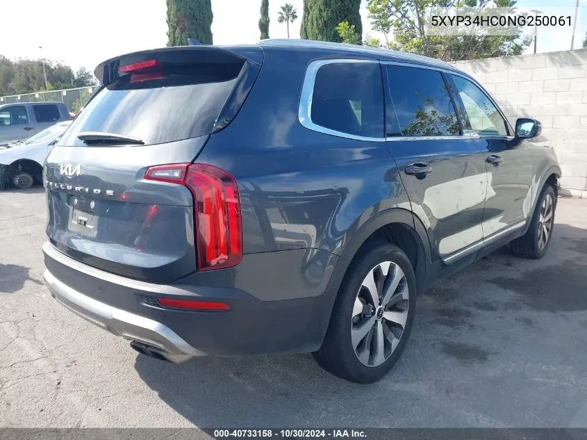 2022 Kia Telluride Ex VIN: 5XYP34HC0NG250061 Lot: 40733158