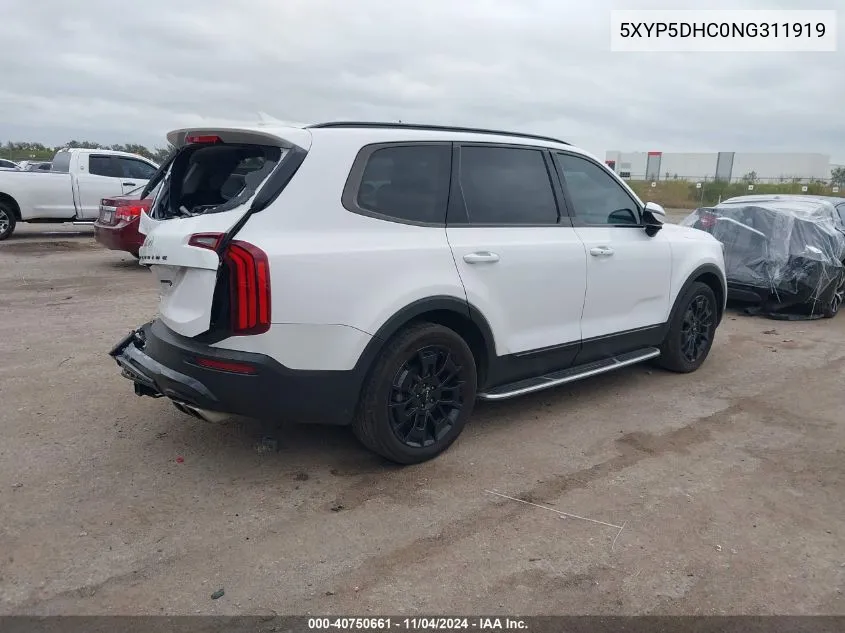 2022 Kia Telluride Sx VIN: 5XYP5DHC0NG311919 Lot: 40750661