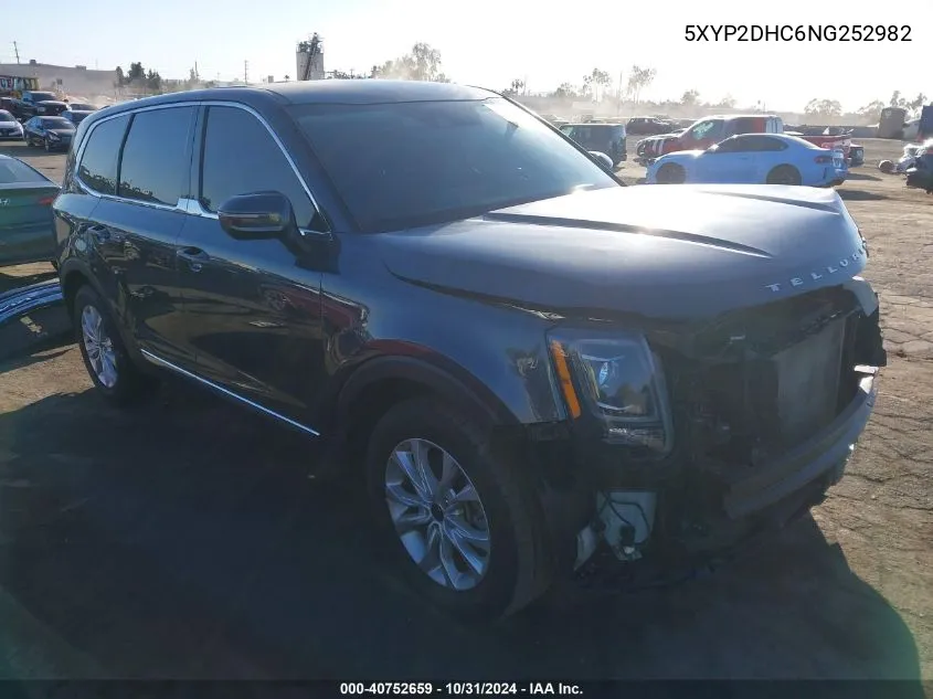 2022 Kia Telluride Lx VIN: 5XYP2DHC6NG252982 Lot: 40752659