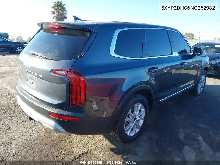 2022 Kia Telluride Lx VIN: 5XYP2DHC6NG252982 Lot: 40752659