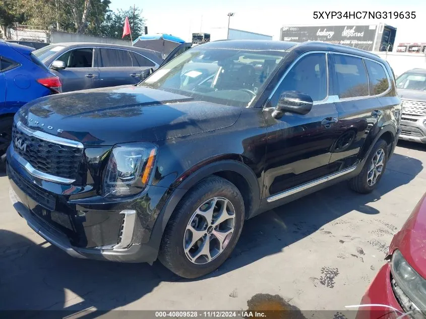 2022 Kia Telluride Ex VIN: 5XYP34HC7NG319635 Lot: 40809528