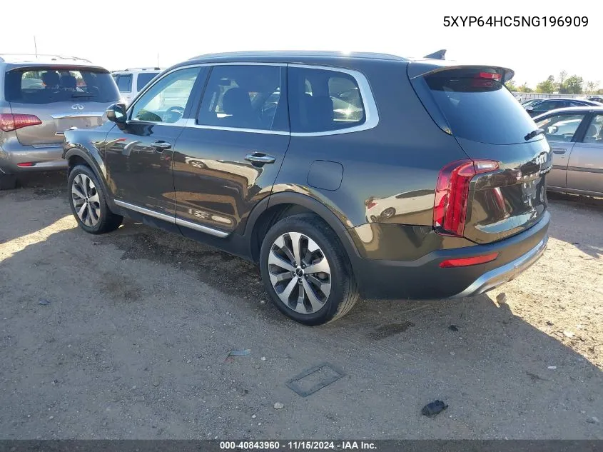 2022 Kia Telluride S VIN: 5XYP64HC5NG196909 Lot: 40843960