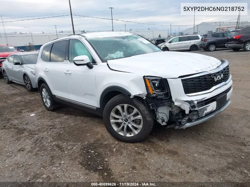 2022 Kia Telluride Lx VIN: 5XYP2DHC6NG218752 Lot: 40899626