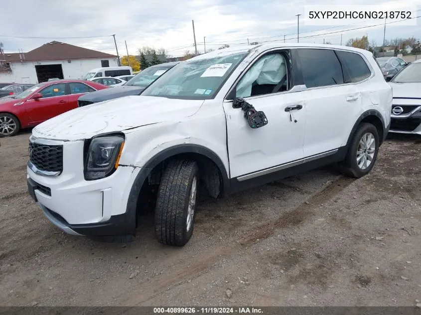 2022 Kia Telluride Lx VIN: 5XYP2DHC6NG218752 Lot: 40899626