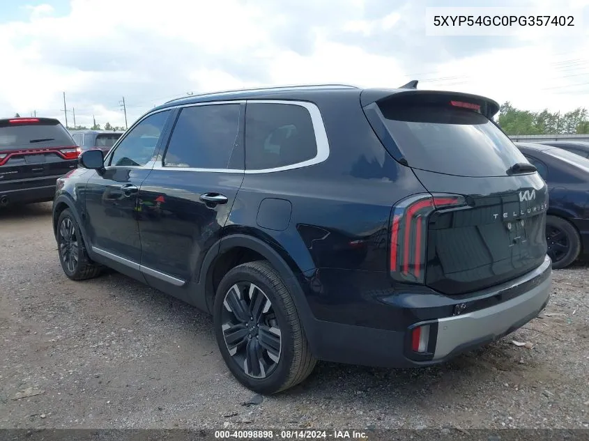 2023 Kia Telluride Sx VIN: 5XYP54GC0PG357402 Lot: 40098898