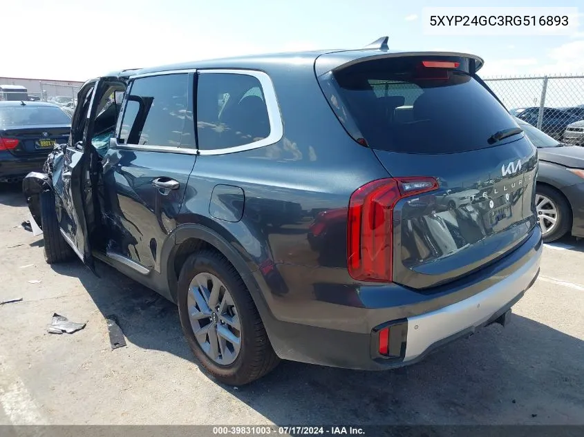 2024 Kia Telluride Lx VIN: 5XYP24GC3RG516893 Lot: 39831003