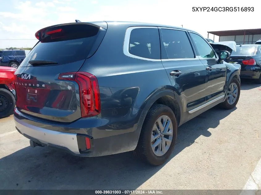 2024 Kia Telluride Lx VIN: 5XYP24GC3RG516893 Lot: 39831003