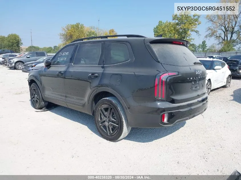 2024 Kia Telluride Ex X-Line VIN: 5XYP3DGC6RG451552 Lot: 40238320