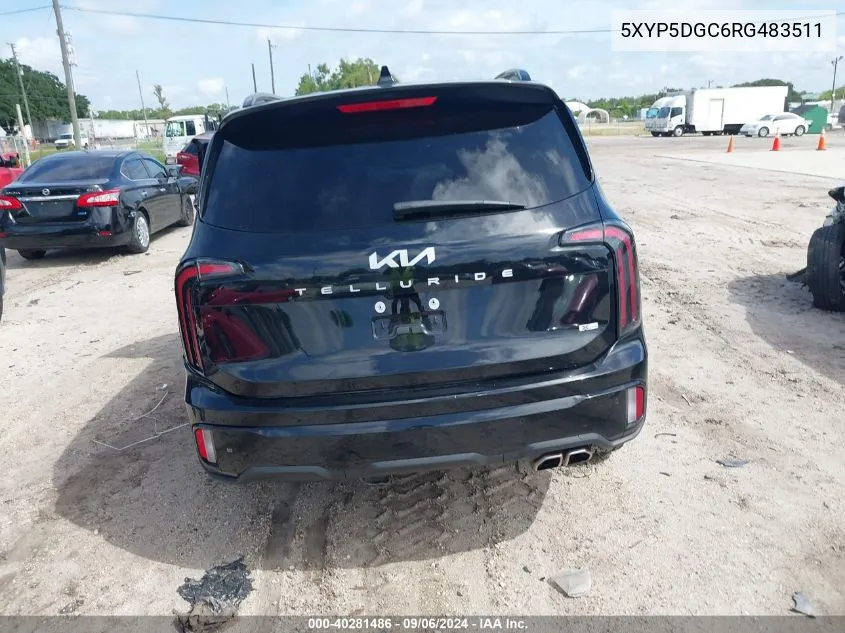 2024 Kia Telluride Sx X-Pro VIN: 5XYP5DGC6RG483511 Lot: 40281486