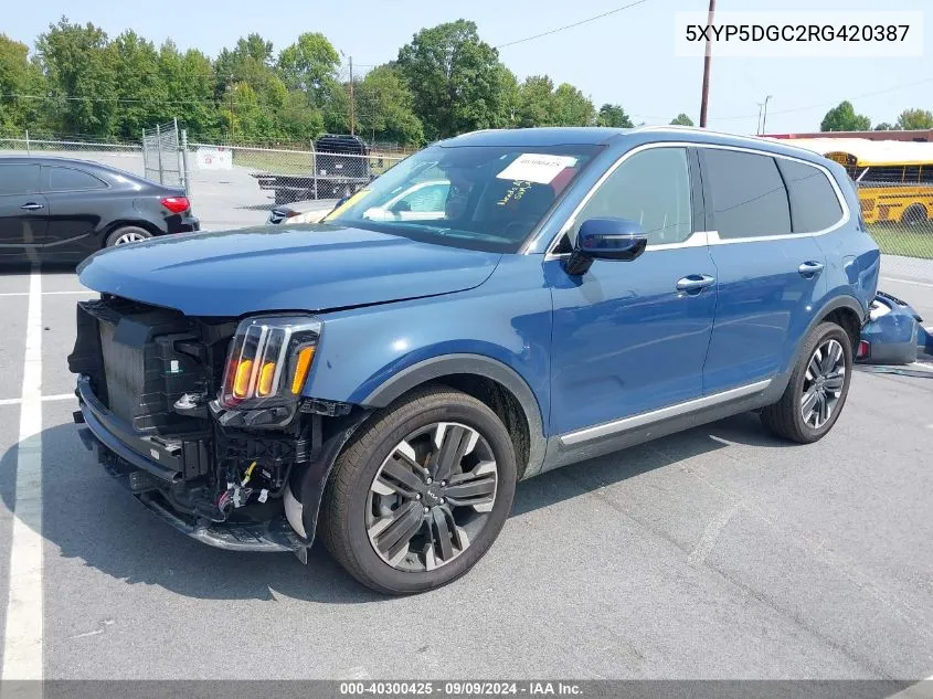 2024 Kia Telluride Sx Prestige VIN: 5XYP5DGC2RG420387 Lot: 40300425