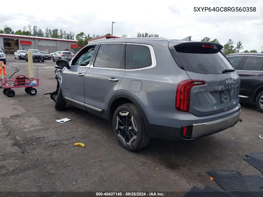 2024 Kia Telluride S VIN: 5XYP64GC8RG560358 Lot: 40437145