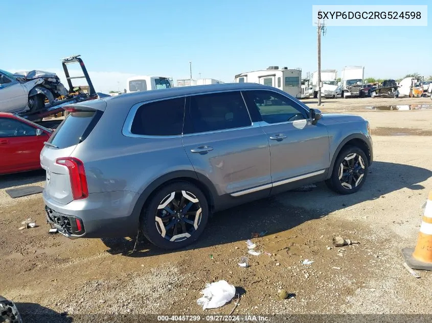 2024 Kia Telluride S VIN: 5XYP6DGC2RG524598 Lot: 40457299