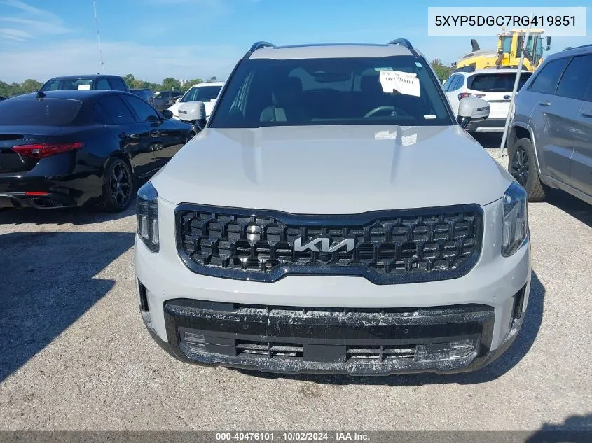 2024 Kia Telluride Sx/Sx X-Line/Sx X-Pro/Sx VIN: 5XYP5DGC7RG419851 Lot: 40476101