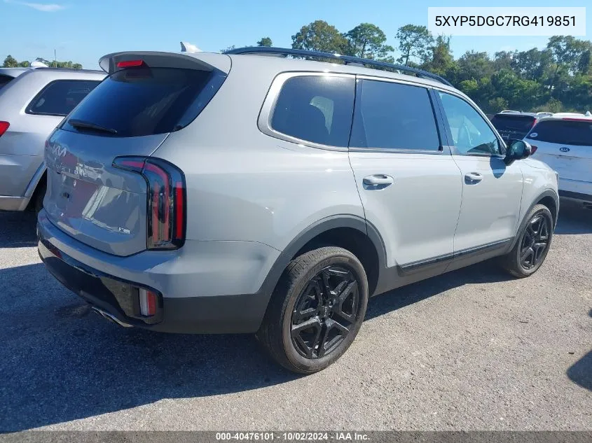 2024 Kia Telluride Sx/Sx X-Line/Sx X-Pro/Sx VIN: 5XYP5DGC7RG419851 Lot: 40476101