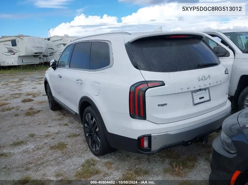 2024 Kia Telluride Sx/Sx X-Line/Sx X-Pro/Sx VIN: 5XYP5DGC8RG513012 Lot: 40504452