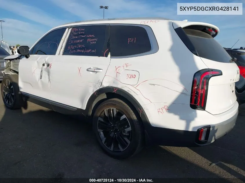 2024 Kia Telluride Sx Prestige VIN: 5XYP5DGCXRG428141 Lot: 40725124