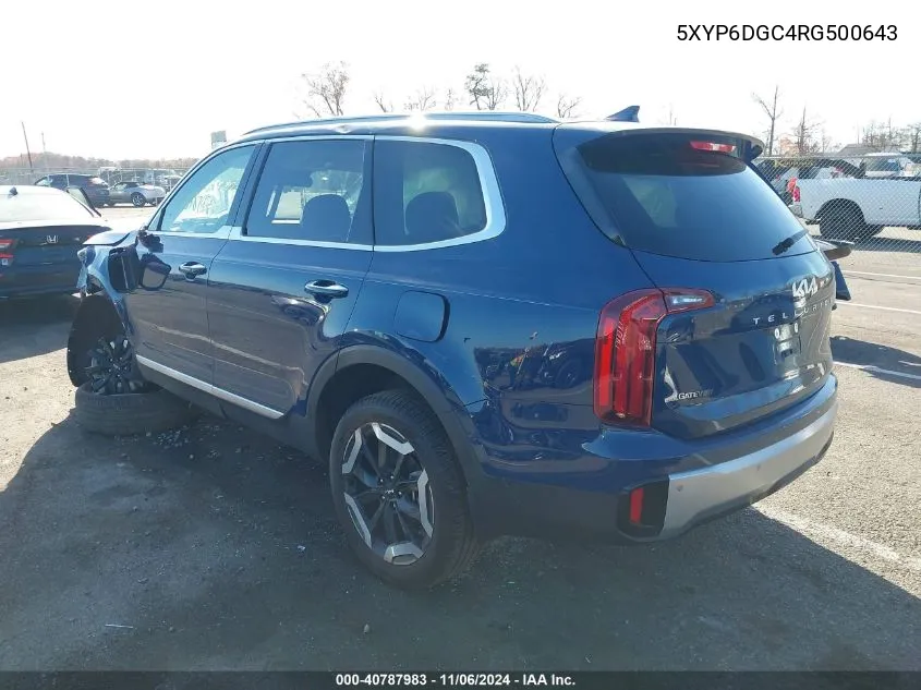 2024 Kia Telluride S VIN: 5XYP6DGC4RG500643 Lot: 40787983