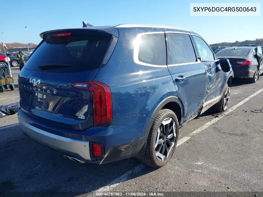 2024 Kia Telluride S VIN: 5XYP6DGC4RG500643 Lot: 40787983