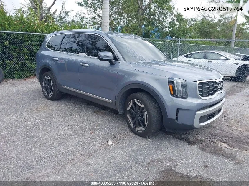 2024 Kia Telluride S VIN: 5XYP64GC2RG517764 Lot: 40805235