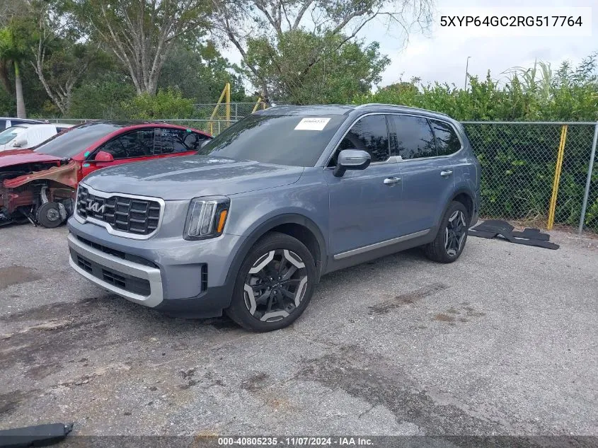 2024 Kia Telluride S VIN: 5XYP64GC2RG517764 Lot: 40805235