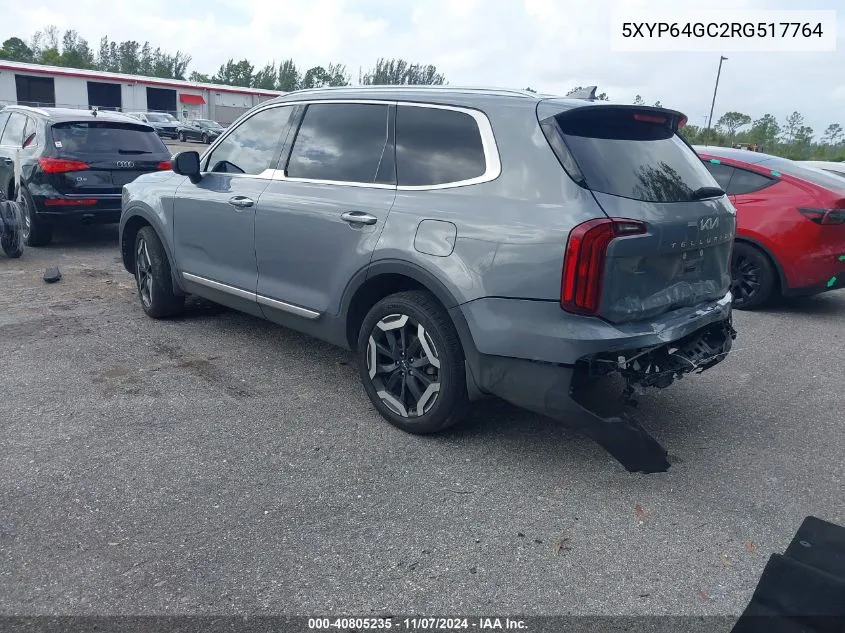 2024 Kia Telluride S VIN: 5XYP64GC2RG517764 Lot: 40805235