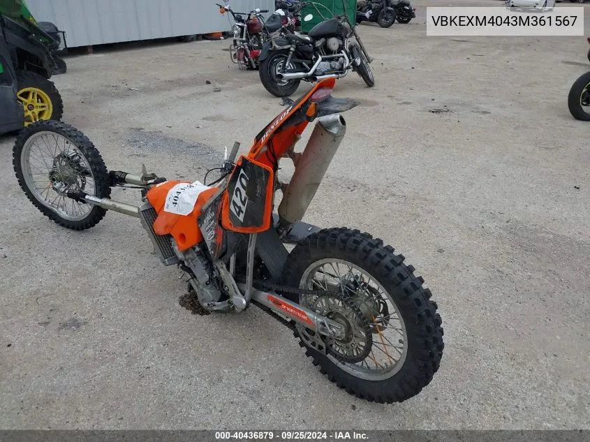 2003 Ktm 520 Exc VIN: VBKEXM4043M361567 Lot: 40436879