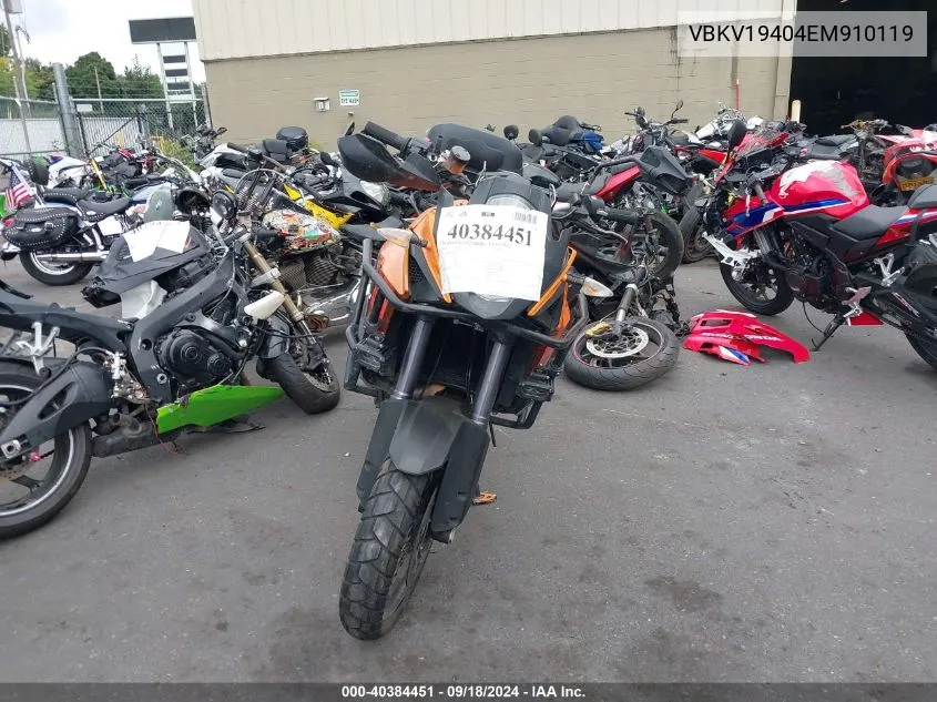 2014 Ktm 1190 Adventure VIN: VBKV19404EM910119 Lot: 40384451