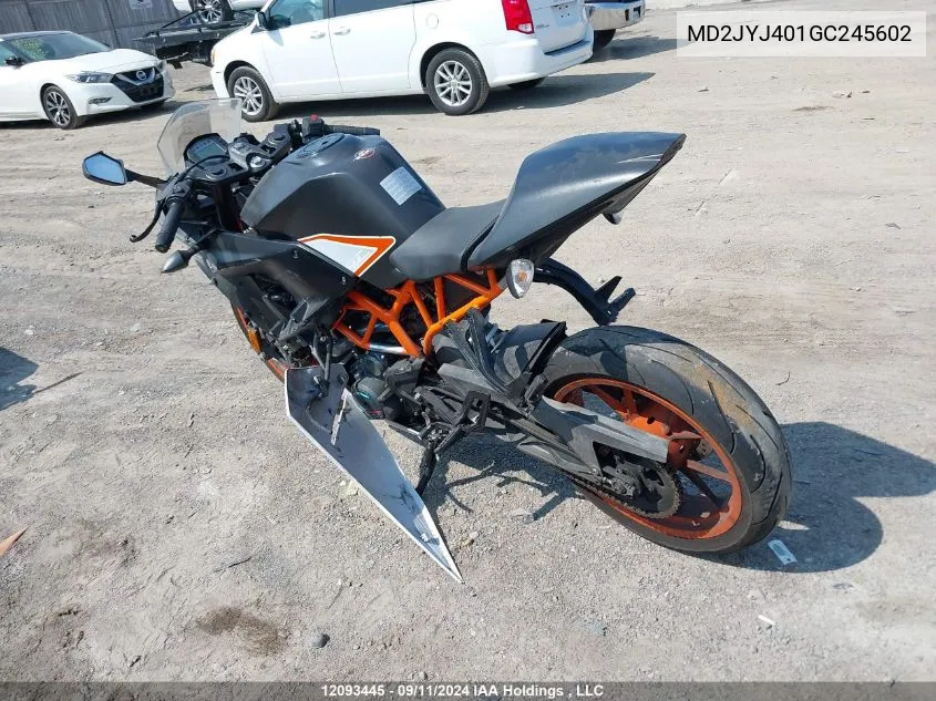 2016 Ktm 390 Duke VIN: MD2JYJ401GC245602 Lot: 12093445