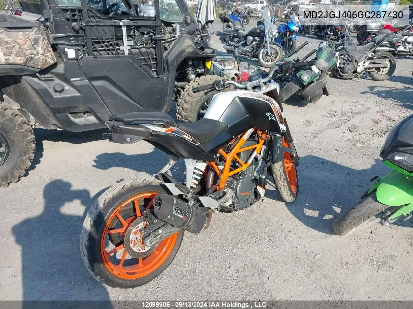 2016 Ktm Rc 390 VIN: MD2JGJ406GC287430 Lot: 12099906