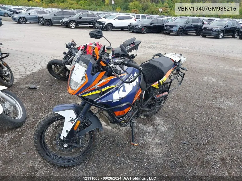 2016 Ktm 1190 Adventure VIN: VBKV19407GM936216 Lot: 12111003