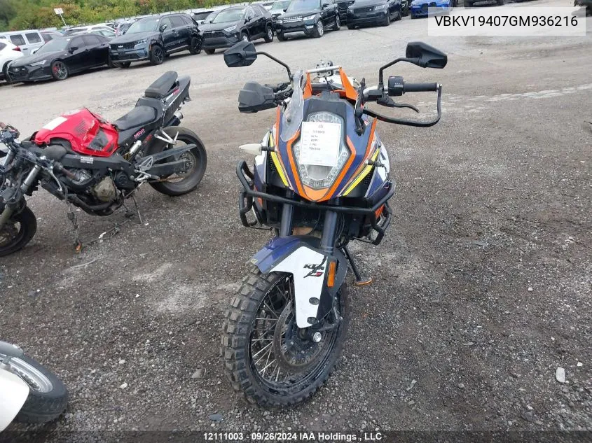 2016 Ktm 1190 Adventure VIN: VBKV19407GM936216 Lot: 12111003