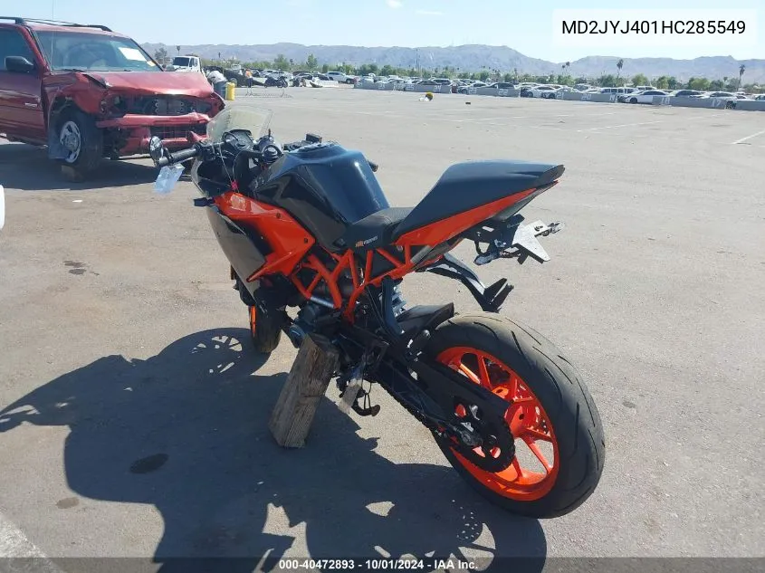 2017 Ktm 390 Duke VIN: MD2JYJ401HC285549 Lot: 40472893