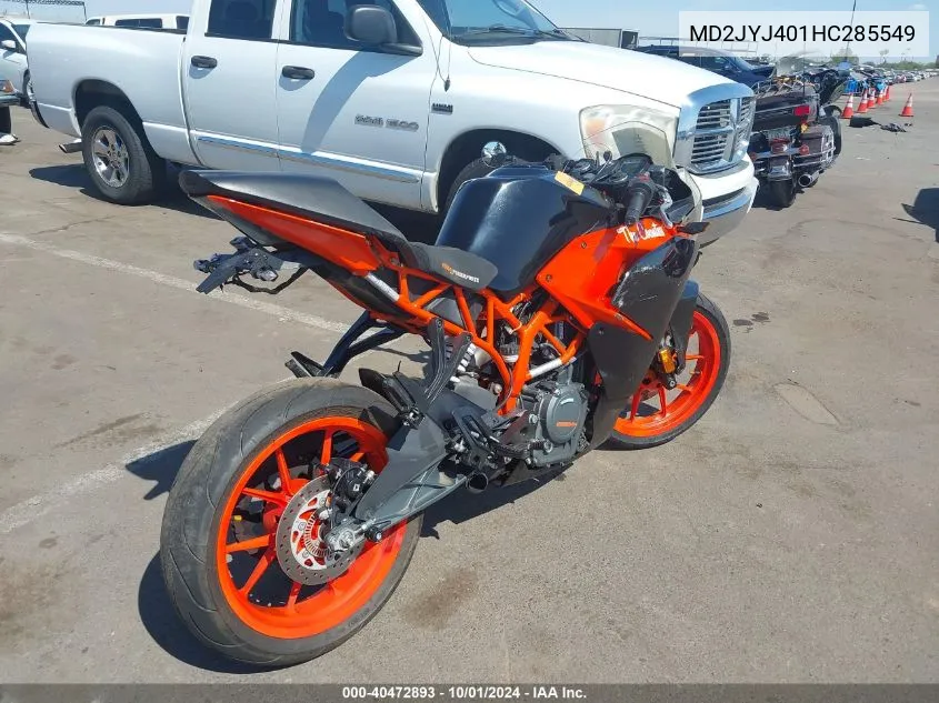 2017 Ktm 390 Duke VIN: MD2JYJ401HC285549 Lot: 40472893